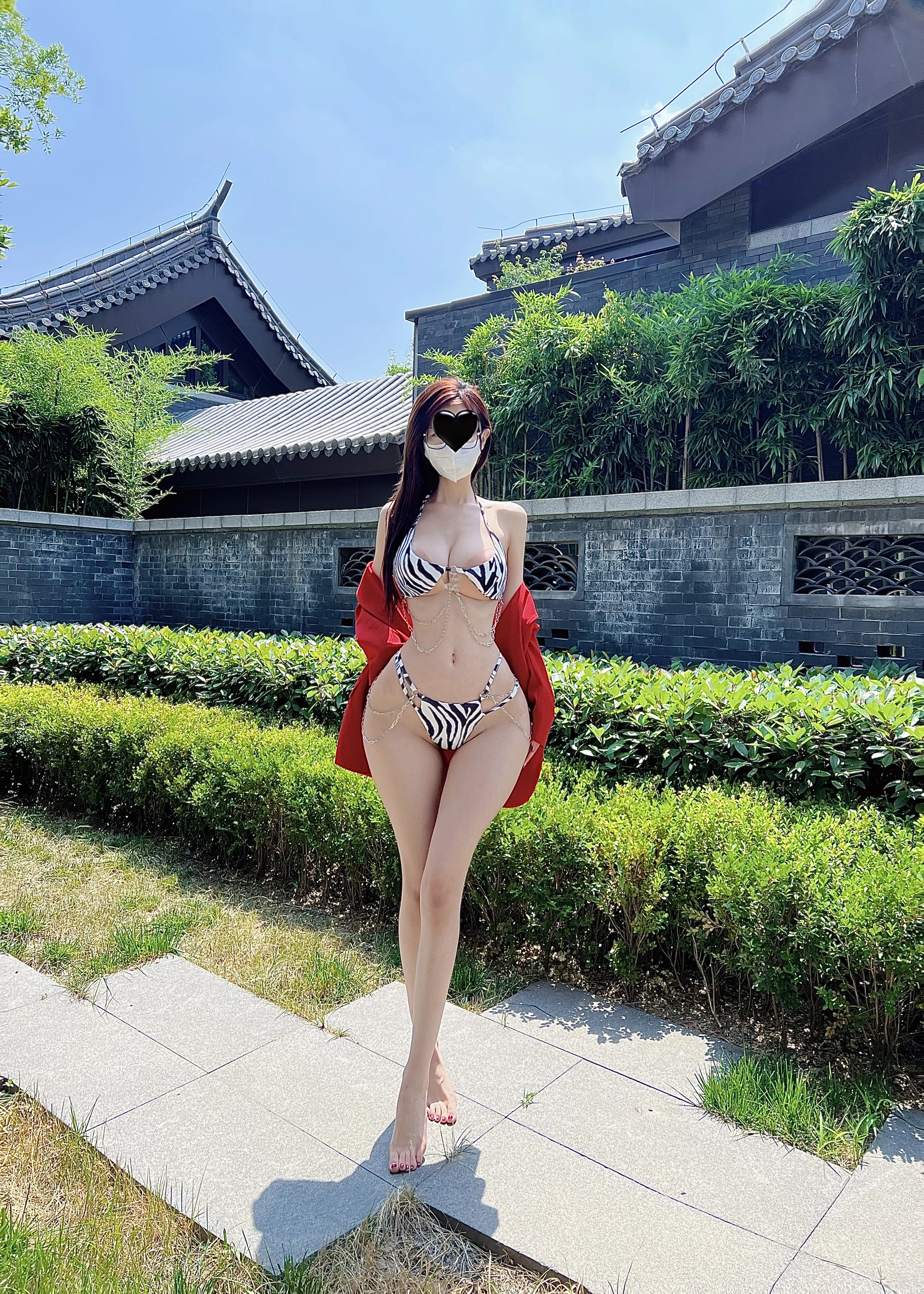 131.脸红Dearie – 微密圈系列 斑马纹比基尼-品图吧